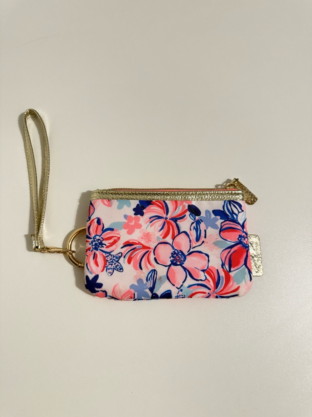 Lilly Pulitzer Floral Pink & Blue Wristlet Coin Pouch